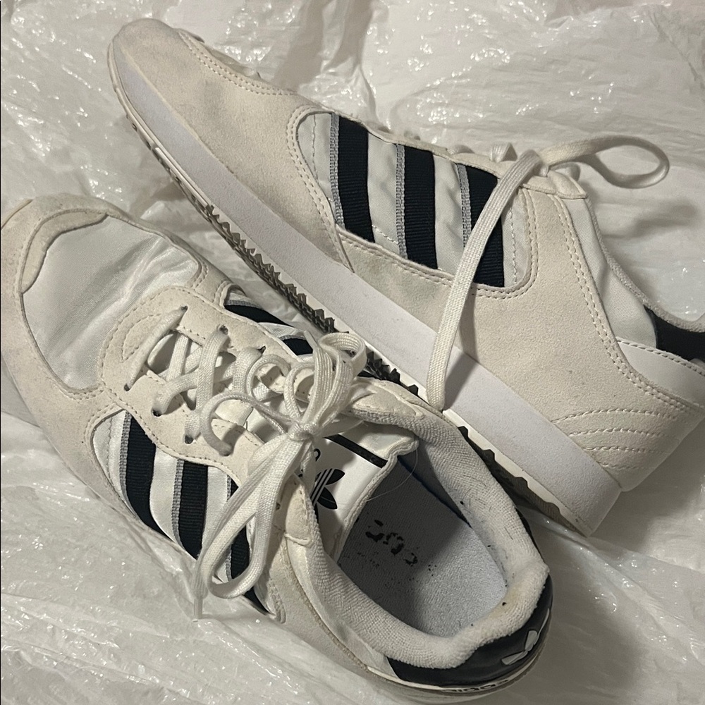 Adidas White and Black Striped Sneakers